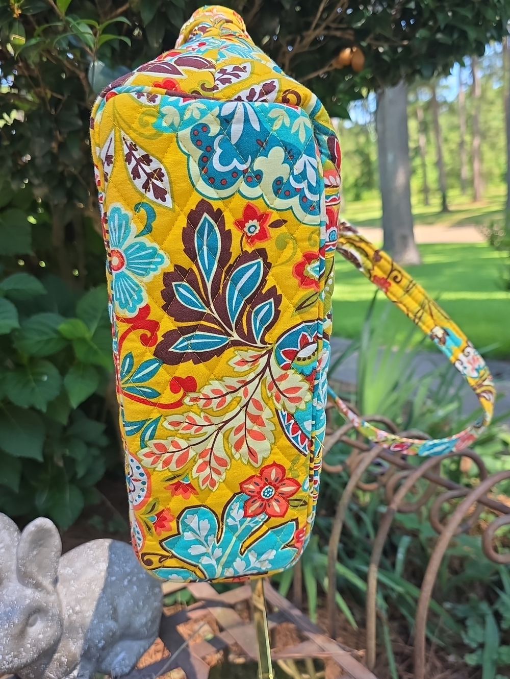 Very Bradley Quilted Floral Tote Bag in Yellow EUC - Picture 5 of 5